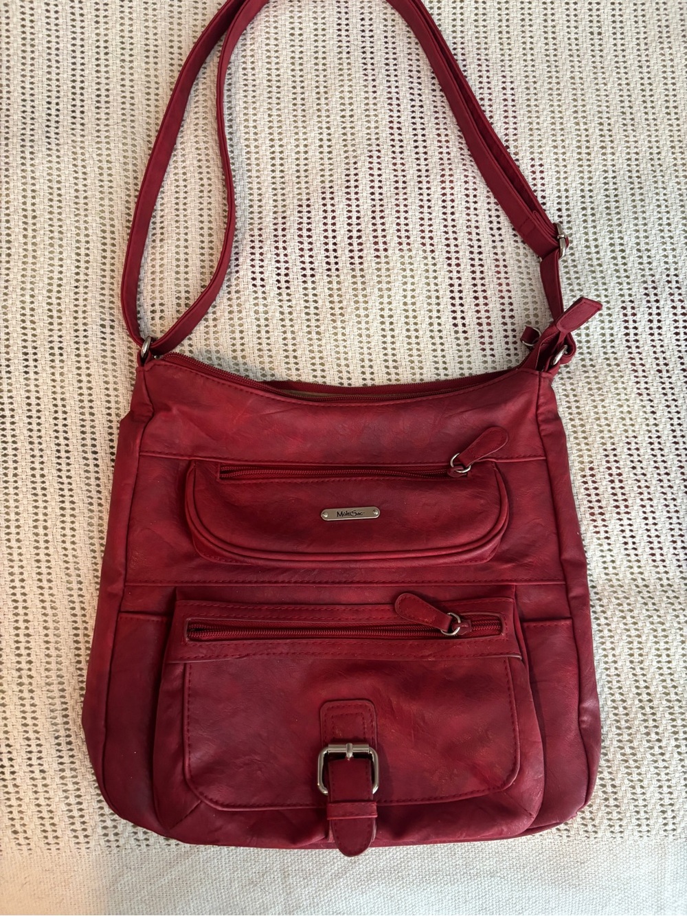 Red MultiSac Crossbody Bag with Front Pockets